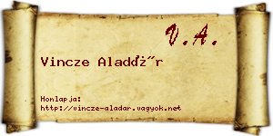 Vincze Aladár névjegykártya
